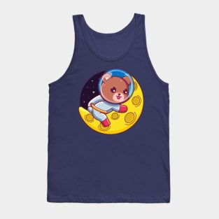 brown bear astronaut sleeping on the moon Tank Top